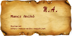 Mancz Anikó névjegykártya